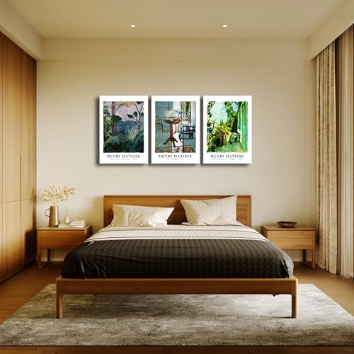 Wieco Art Large Canvas Wall Art Set of 3 Henri Matisse Aesthetic Posters The Terrace, St.Tropez The Window Moroccan Landscape Matisse Prints Posters for Home Decorations - size: 20x28inchx3pcs(50x70cmx3pcs)
