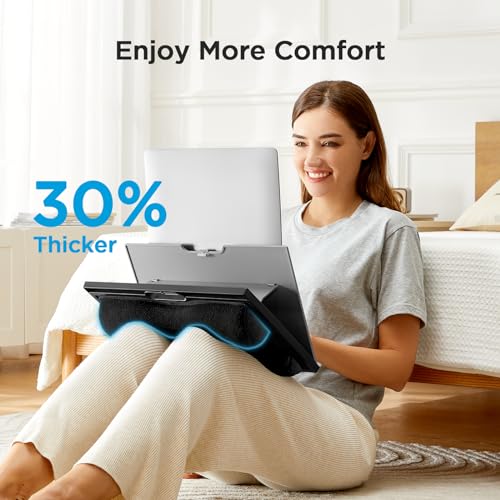 HUANUO Lap Desk with 8 Adjustable Angles – Up to 15.6" Laptop, Grey | Dual-cushion base, carry handle, 30% thicker for durability, wider anti-slip ledge, for home office, sofa, bed, car - color: Gray