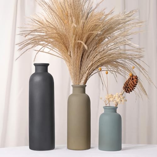 Small Ceramic Vase Set of 3, Boho Modern Flower Vase Room Decor, Farmhouse Decor, Vases for Your Kitchen, Bathroom, Bedroom, Living Room, Office&Shelf Centerpiece Table Decorations Multicolor - color: Multicolor