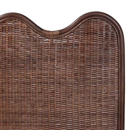 Bali & pari Einya Natural Rattan Standalone Headboard - Handwoven Wicker Panel Headboard with Wavy Scalloped Top, Queen - size: Queen