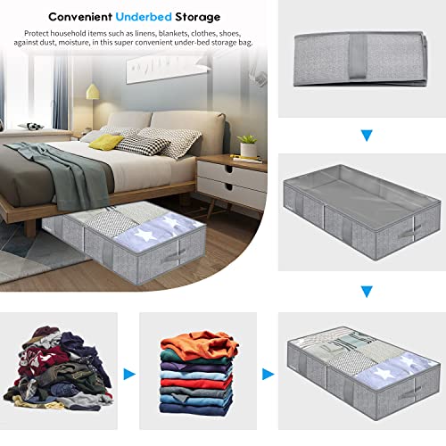 Onlyeasy Breathable Under Bed Storage Bags with 4 Reinforced Handles and Sturdy Side Wall, 2 Pack Eco-friendly Underbed Clothing Blankets Organizer with 2 Strong Zippers, Herringbone Grey, MXRUBBSS2P - color: Upgraded Firm Side Wall - Herringbone Grey