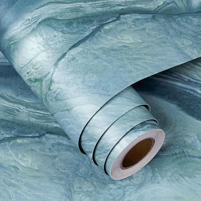 FunStick 15.8"x240" Blue Marble Countertop Contact Paper Marble Wallpaper Peel and Stick Countertops for Kitchen Cabinet Contact Paper Waterproof Self Adhesive Countertop Vinyl Wrap for Bathroom Desk - size: 236" x 15.8"