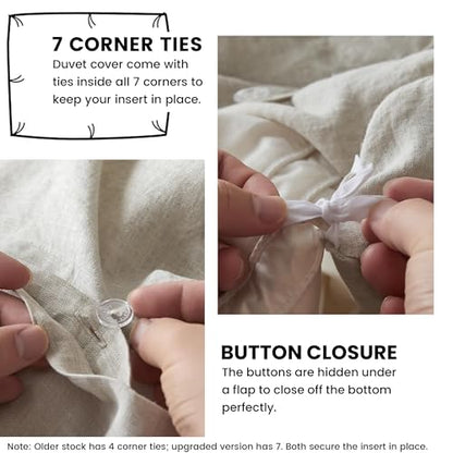 Simple&Opulence 100% Linen Duvet Cover Set with Crossed Embroidery Washed - 3 Pieces (1 Duvet Cover with 2 Pillow Shams) Soft Breathable Farmhouse - Linen, Queen Size - color: Crossed-linen, size: Queen