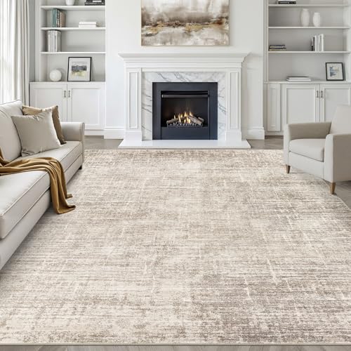 LOONGRUG 9x12 Area Rug Washable Neutral Modern Rug for Living Room Brown | Abstract Soft Stain Resistant Indoor Non-Slip Carpet for Bedroom Nursery Kids Office Playroom Dining Room - color: Abstract Brown, size: 9' x 12' (Rectangular)