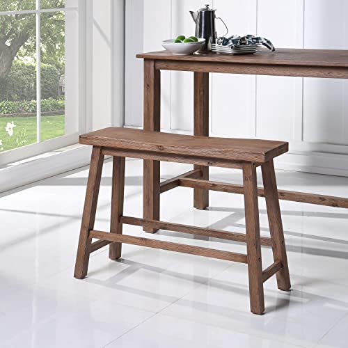 Boraam Sonoma Saddle Bench, 24-Inch, Barnwood Wire-Brush, Model:75025 - color: Barnwood Wire-brush Finish