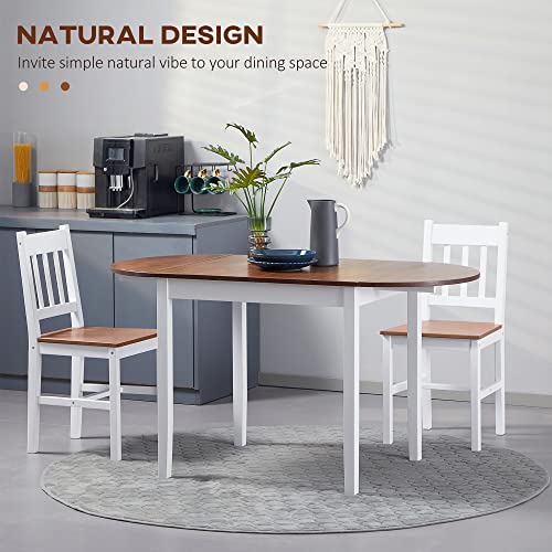 HOMCOM 55" Solid Wood Kitchen Table for 4-6 People Small Drop Leaf Brown | Oval, Folding Dining Table, Small Spaces - color: Brown