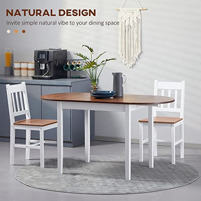 HOMCOM 55" Solid Wood Kitchen Table for 4-6 People Small Drop Leaf Brown | Oval, Folding Dining Table, Small Spaces - color: Brown