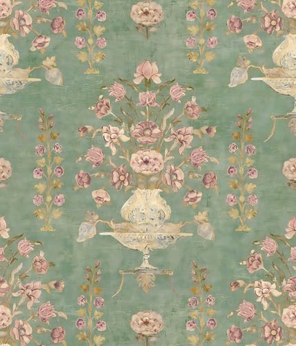 Floral Wallpaper Peel and Stick Wallpaper Modern Contact Paper | 17.3in x 118.1in Self Adhesive Wall Paper for Bedroom Bathroom Shelf Liner Decor Removable - color: Retro Floral, size: 17.3" x 118.1"