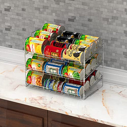 Deco Brothers Stackable Can Rack Organizer Holds Up to 36 Cans, Chrome | for Kitchen and Pantry - color: Chrome