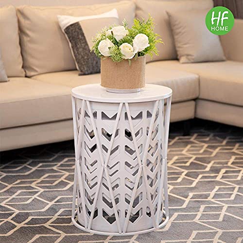 HFHOME Nesting Coffee Tables Set of 3, Industrial Metal Stacking Accent Side Tables Circle Table for Small Space, Living Room, Apartment, Bedroom Indoor - White - color: Classic White
