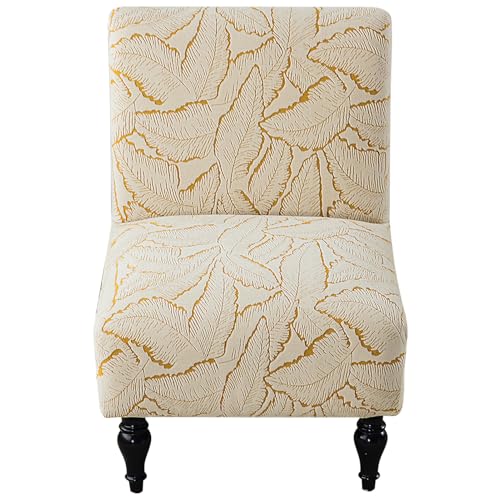 Armless Chair Slipcover Chenille Furniture Protector Jacquard Accent Chair Cover Neutral Slipper Chair Slipcovers for Living Room Bedroom Hotel Yellow - color: Yellow