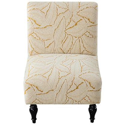 Armless Chair Slipcover Chenille Furniture Protector Jacquard Accent Chair Cover Neutral Slipper Chair Slipcovers for Living Room Bedroom Hotel Yellow - color: Yellow