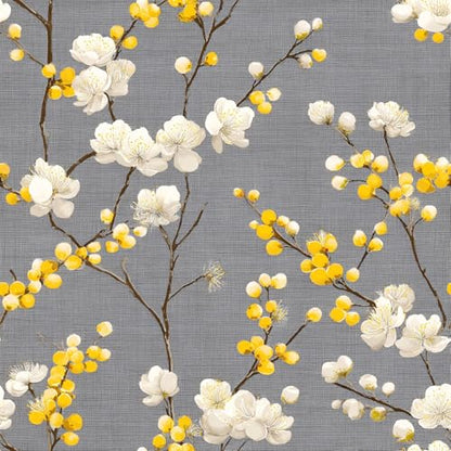 Elegant Chinoiserie White Plum Blossom Golden Bud Motif Peel and Stick Wallpaper Easy Peel Off Contact Paper Stick on Adhesive Wall Paper for Bathroom Waterproof Renter 17.71"x118.1" - color: LD-136a, size: 17.7" x 118"