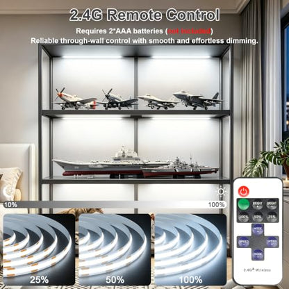 LED Shelf Lights, Under Cabinet Lighting Compatible with Alexa, Dimmable 6000K WIFI Strip Lights for Bookshelf, Display, Book Case Curio, Kitchen with App, Remote, Memory Function (6Pack 20In) - size: 6000K 6Pack 20In
