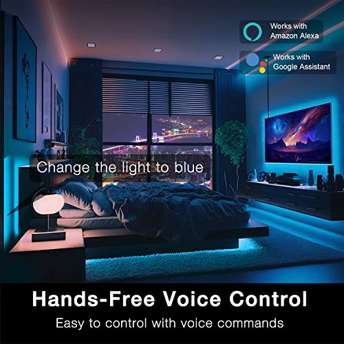 DAYBETTER 65.6ft WiFi Smart Led Lights Strip with Tuya App Control for Bedroom Decoration Work with Alexa and Google Assistant 1 Roll - size: 65.6FT