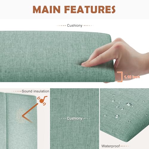 IFNOW Upholstered Wall Mounted Headboard, 3D Soundproof Wall Panels Peel and Stick for King Size, Reusable and Removable Tufted Bed Headboard in Grass Green (12 Panels, 10" x 24") - color: Fabric-grass Green, size: King