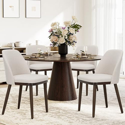 COLAMY Upholstered Dining Chairs Set of 4, Modern Kitchen Chairs with Back, Fabric Side Dining Room Chairs with Wood Legs for Kitchen Dining Room Restaurant, Beige - color: Beige, size: Set of 4