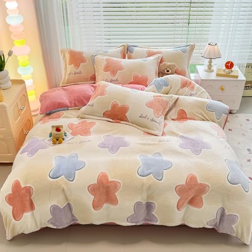 MorroMorn Twin Bedding Sets, Twinkle Stars Duvet Cover Set, Fluffy Comforter Covers Blanket Ultra Soft Kawaii Cute Unicorn for Girls Kids Toddler Teen Women Twin/Twin XL Size - color: Twinkle Stars, size: Twin/Twin XL