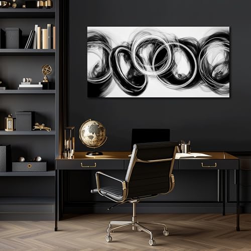 MXUNYZ Black and White Abstract Canvas Wall Art Minimalist Print Painting | 40x20 Inch Modern Wall Decor for Bedroom, Wall Pictures for Living Room,Home Office Hallway Corridor Artwork Ready to Hang - color: Black, size: 40"L x 20"W