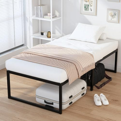 EMODA 18 Inch Narrow Twin Bed Frame 30x75, Heavy Duty Metal Platform No Box Spring Needed, Easy Assembly Noise Free, Black | No Box Spring Needed, Easy Assembly Noise Free, Black - color: Black, size: Narrow Twin, style: 18 inch