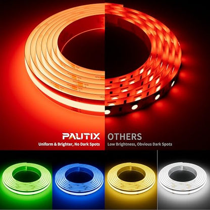 PAUTIX 5V USB RGB COB LED Strip Light 4.92ft/1.5m Color Changing Strip Lights,TV Backlight Multicolor Flexible Under Cabinet Tape Lights with Bluetooth Control for Bedroom,Kitchen,Home DIY Lighting - color: RGB (Red, Green, Blue)