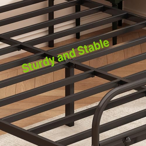Kujielan Metal Bed Frame Queen Size,Easy to Assemble,Black | Structurally Stable, Heavy Duty Steel Slat Supported, No Box Spring Needed, Easy Removal and Transport - size: Queen