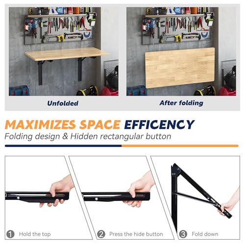 24 inch Black Sturdy Folding Shelf Brackets, Heavy Duty Adjustable Steel Wall Mounted Collapsible Shelf Bracket, Max Load 550lb - style: 2 PACK