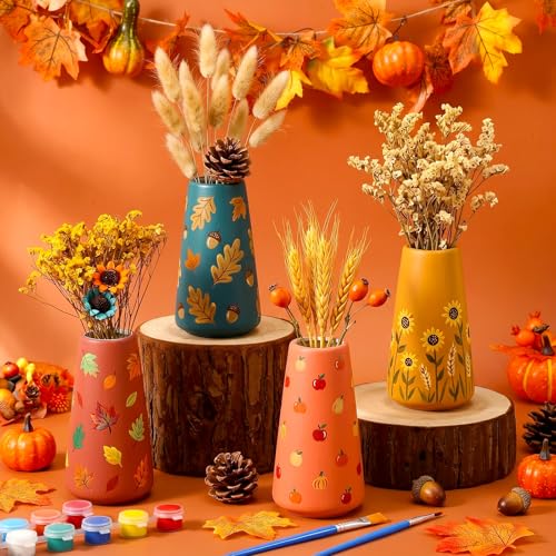 Zubebe 12 Pack Ceramic Vase to Paint Your Own Porcelain Vase Bulk Ready to Paint White Ceramic Vases Unpainted Bisque Art for Pampas Grass Dry Flowers (Popular) - color: Popular