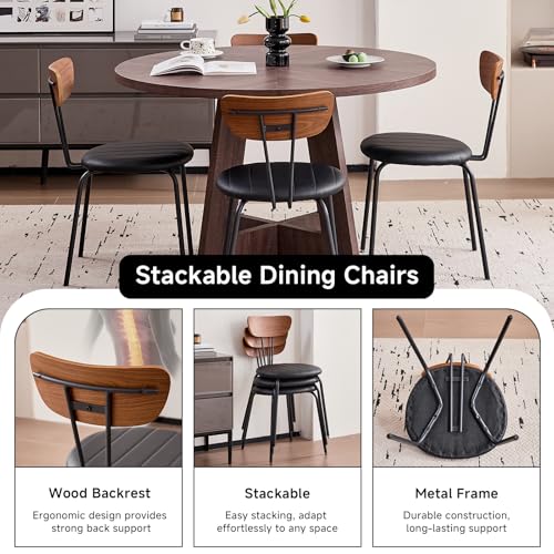 Stackable Guest Chairs Set of 4, Upholstered Waiting Room Chairs with Metal Legs for Reception, Breakroom, School, Meeting, Office - color: Deep Black, size: Set of 4