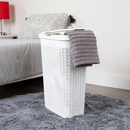 Mind Reader 40L Slim Laundry Hamper with Lid, Narrow Clothes Baskets, Set of 2, White - color: White, size: Set of 2