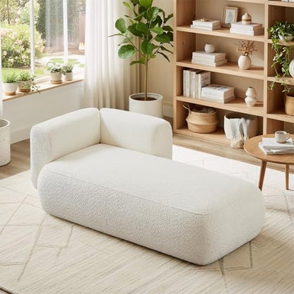 Chifee & Vingol 33.1" Chaise Lounge with Right Armrest Upholstered Modern Lounge Couch Sleeper Sofa for Living Room Bedroom Reading Nook,Cream - color: Cream, size: Single Chaise-Right Armrest