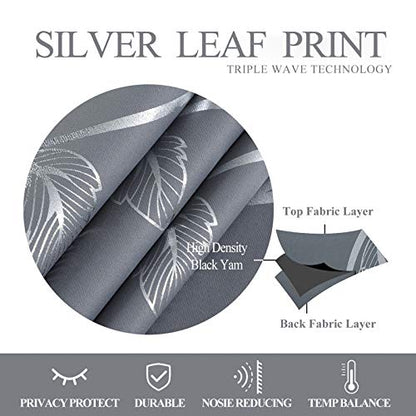 BUHUA Striped Wave Vine Print Blackout Curtains Thermal Insulated Grommet Top Window Curtains for Bedroom 52W×63L Light Grey 2 Panels - color: Light Grey, size: 52"W x 63"L (Pack of 2)