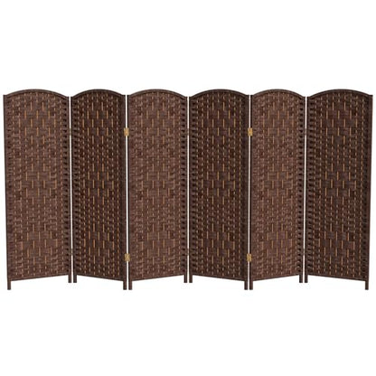 Red Lantern 4 ft. Short Diamond Weave Fiber Folding Screen - Dark Mocha - 6 Panel - color: Dark Mocha, size: 6 Panel
