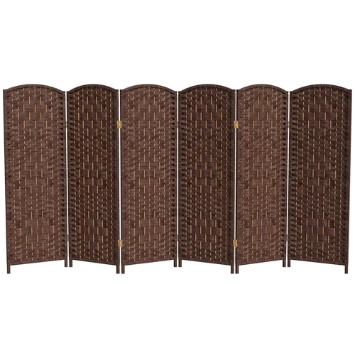Red Lantern 4 ft. Short Diamond Weave Fiber Folding Screen - Dark Mocha - 6 Panel - color: Dark Mocha, size: 6 Panel