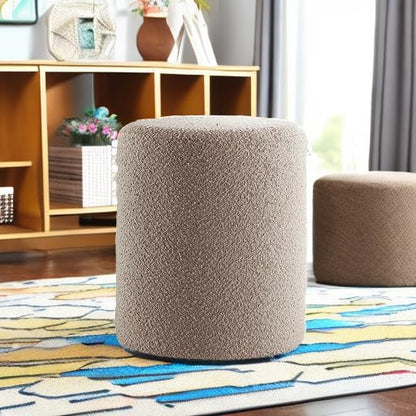 Modern Round Ottoman with Soft Padded Seat, Multifunctional Vanity Stool for Makeup, Upholstered Footrest Stool Ottoman Foot Stool for Living Room, Bedroom - color: Taupe