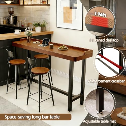 Bar Table, Solid Wood Farmhouse, 39" L x 17.7" W x 41.3" H - color: B, size: 39"L x 17.7"W x 41.3"H