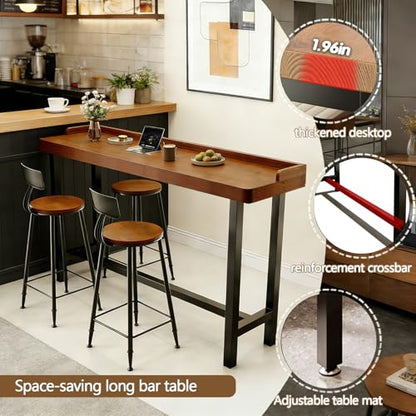 Bar Table, Solid Wood Farmhouse, 39" L x 17.7" W x 41.3" H - color: B, size: 39"L x 17.7"W x 41.3"H