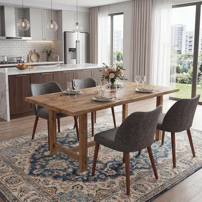 GarveeHome Wooden Dining Chair Set of 4 Upholstered Leather Dining Chair | Kitchen Chairs with Thick Cushions, Wing Backrest for Dining Room, Living Room, Dark Grey, No tool assembly, No Wobble - color: Dark Grey Pu