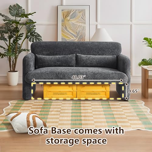 59" W Upgrade Lambswool Fabric Loveseat Sofa, Modern Love seat Couch, Solid and Easy to Install, Upholstered 2-Seater Couch for Bedroom, Apartment, Living Room - color: Dark Gray, size: 30.31"D x 59.08"W x 31.5"H