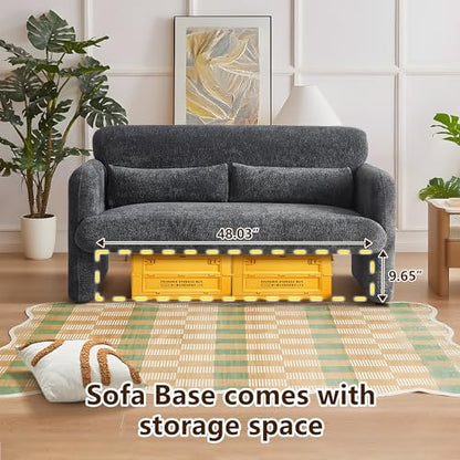 59" W Upgrade Lambswool Fabric Loveseat Sofa, Modern Love seat Couch, Solid and Easy to Install, Upholstered 2-Seater Couch for Bedroom, Apartment, Living Room - color: Dark Gray, size: 30.31"D x 59.08"W x 31.5"H