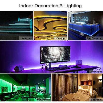 DAYBETTER Led Strip Lights 16.4ft Waterproof Color Changing Led Lights with Remote Controller - size: 16.4ft