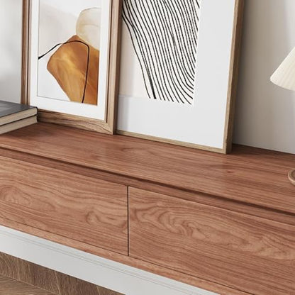 Floating TV Stand - Wall Mounted Mid Century Entertainment Center with 3 Storage Drawers, Modern Media Console Fits 65-100 Inches TV for Living Room (Walnut, 94.49", Wall Mounted (Floating)) - size: 94.49"