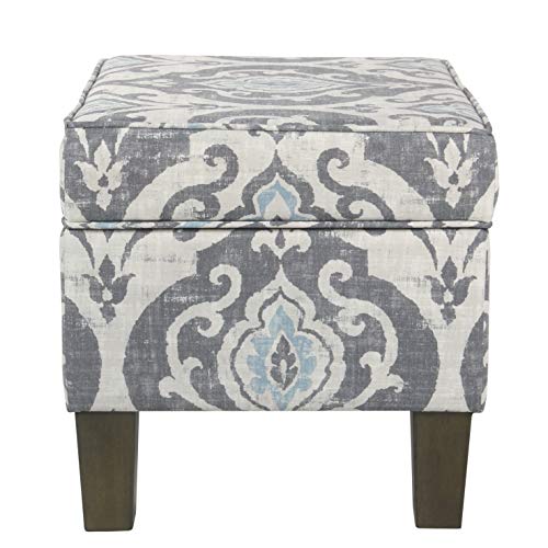 HomePop 22" Modern Rectangular Storage Ottoman - Suri Blue - color: Blue Slate