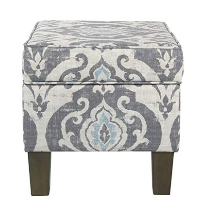 HomePop 22" Modern Rectangular Storage Ottoman - Suri Blue - color: Blue Slate