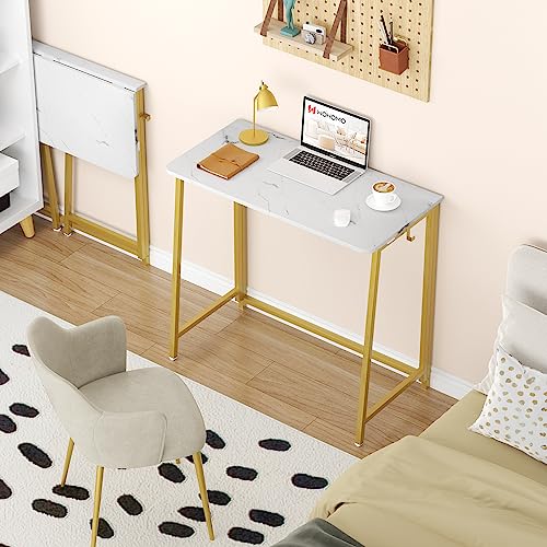 WOHOMO Folding Desk, Small Foldable Desk and Narrow Console Table with Storage,3 Tire Long Sofa Table Behind Couch