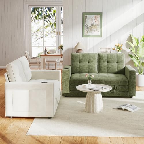 Convertible Sofa Bed, Folding Sofa Bed 2 in1 Pull Out Loveseat Sleeper Sofa, Floor Sofa Bed for Small Spaces Folding Couch Bed with Pillows for Living Room Bedroom - Green - color: Green