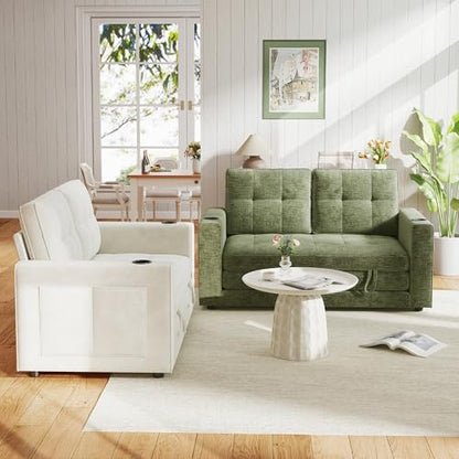 Convertible Sofa Bed, Folding Sofa Bed 2 in1 Pull Out Loveseat Sleeper Sofa, Floor Sofa Bed for Small Spaces Folding Couch Bed with Pillows for Living Room Bedroom - Green - color: Green