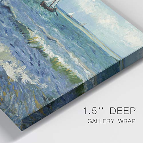 Renditions Gallery Seascape at Saintes-Maries by Vincent Van Gogh Printed, Famous Painting Reproduction, Premium Gallery Wrapped Canvas Print, Ready to Hang, 8 in H x 12 in W, Made in America Art - color: Seascape at Saintes-maries, size: 12"L x 8"W