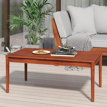 Christopher Knight Home Dolly 36.25"Outdoor Slat Panel Coffee Table, Acacia Wood Coffee Table, Spacious Tabletop, Wooden Legs, Rustic Style Design, Rectangular Side Desk for Backyard Garden, Mahogany