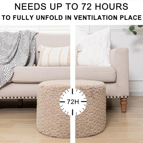 Poofieotto Pouf Ottoman Footstool 20x20x14In Couch Footrest Light Coffee | All-One Foam Pouf, Ottoman Coffee Table,Couch Foot Rest,Chair Footrest,Remov. Cover, Perfect for Living Room, Bedroom & Dorm - color: Light Coffee